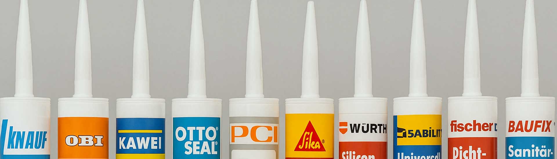 Zehn Silikon-Kartuschen verschiedener Hersteller